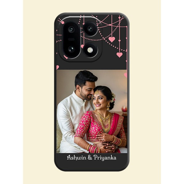 Pink Love Hangings with Text On Space Black Custom Soft Matte Mobile Back Cover - OnePlus 15 5G Pink Love Hangings with Text On Space Black Custom Soft Matte Mobile Back Cover - OnePlus 15 5G