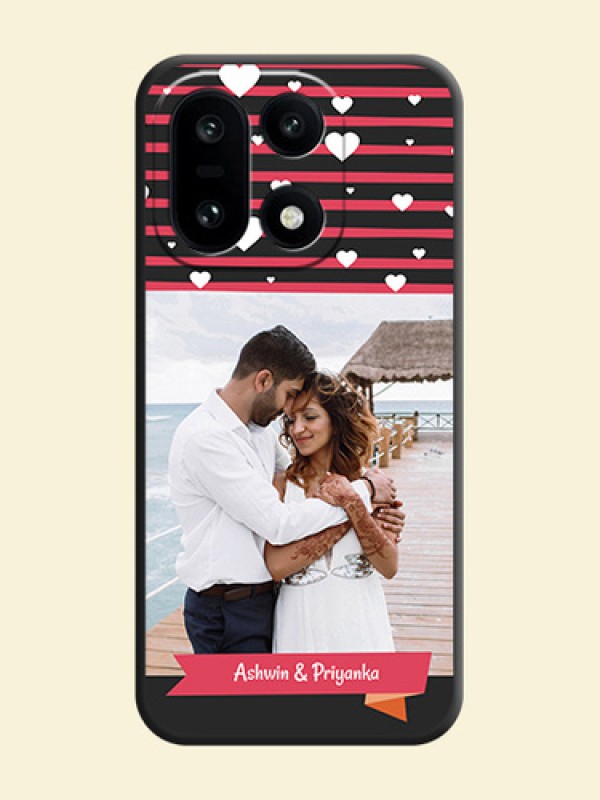 White Color Love Symbols with Pink Lines Pattern On Space Black Custom Soft Matte Mobile Back Cover - OnePlus 15 5G