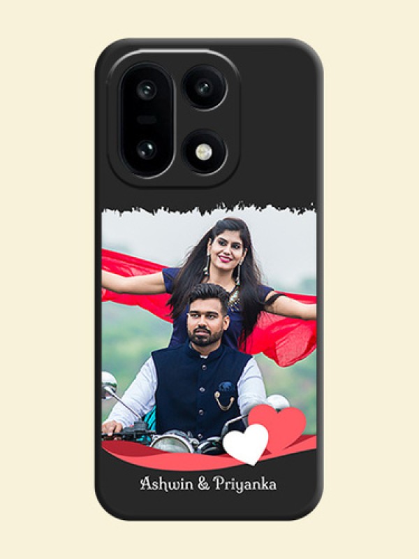 Pin Color Love Shaped Ribbon Design with Text On Space Black Custom Soft Matte Mobile Back Cover - OnePlus 15 5G