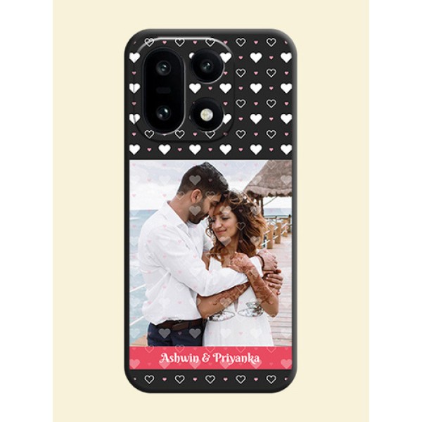 White Color Love Symbols with Text Design on Photo On Space Black Custom Soft Matte Mobile Back Cover - OnePlus 15 5G