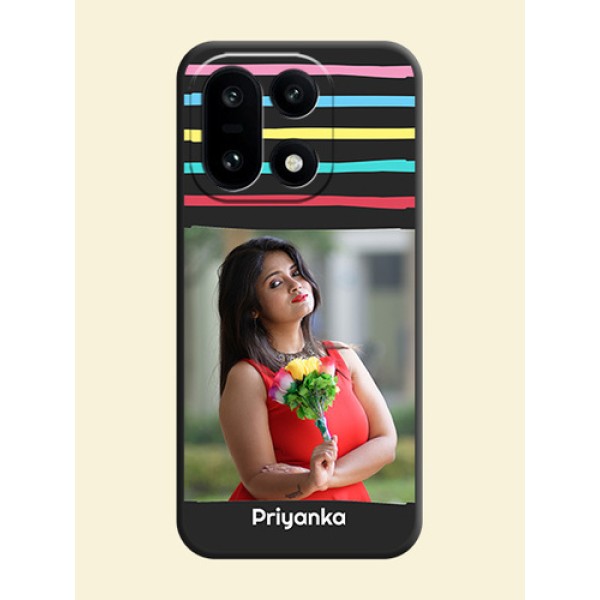 Multicolor Lines with Image On Space Black Custom Soft Matte Mobile Back Cover - OnePlus 15 5G Multicolor Lines with Image On Space Black Custom Soft Matte Mobile Back Cover - OnePlus 15 5G