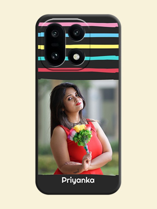 Multicolor Lines with Image On Space Black Custom Soft Matte Mobile Back Cover - OnePlus 15 5G