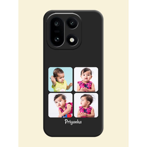 Floral Art with 6 Image Holder on Photo On Space Black Custom Soft Matte Mobile Back Cover - OnePlus 15 5G Floral Art with 6 Image Holder on Photo On Space Black Custom Soft Matte Mobile Back Cover - OnePlus 15 5G