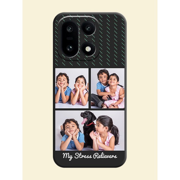 Cross Dotted Pattern with 2 Image Holder On Space Black Custom Soft Matte Mobile Back Cover - OnePlus 15 5G Cross Dotted Pattern with 2 Image Holder On Space Black Custom Soft Matte Mobile Back Cover - OnePlus 15 5G