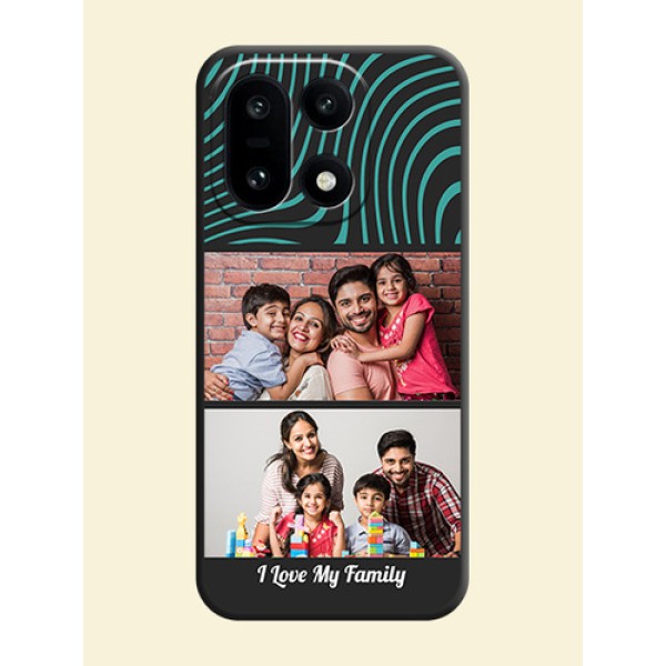 Wave Pattern with 2 Image Holder On Space Black Custom Soft Matte Mobile Back Cover - OnePlus 15 5G Wave Pattern with 2 Image Holder On Space Black Custom Soft Matte Mobile Back Cover - OnePlus 15 5G