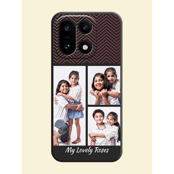 Wave Pattern with 3 Image Holder On Space Black Custom Soft Matte Mobile Back Cover - OnePlus 15 5G Wave Pattern with 3 Image Holder On Space Black Custom Soft Matte Mobile Back Cover - OnePlus 15 5G