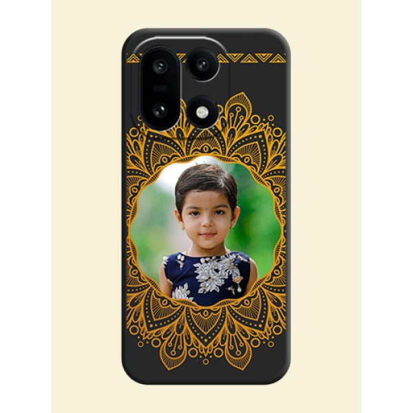 Round Image with Floral Design On Space Black Custom Soft Matte Mobile Back Cover - OnePlus 15 5G Round Image with Floral Design On Space Black Custom Soft Matte Mobile Back Cover - OnePlus 15 5G