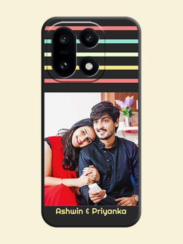 Color Stripes with Photo and Text on Photo On Space Black Custom Soft Matte Mobile Back Cover - OnePlus 15 5G
