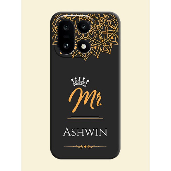 Mr Name with Floral Design On Space Black Custom Soft Matte Mobile Back Cover - OnePlus 15 5G Mr Name with Floral Design On Space Black Custom Soft Matte Mobile Back Cover - OnePlus 15 5G