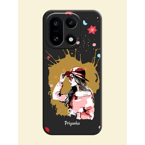 Mordern Lady With Color Splash Background With Custom Text On Space Black Custom Soft Matte Mobile Back Cover - OnePlus 15 5G