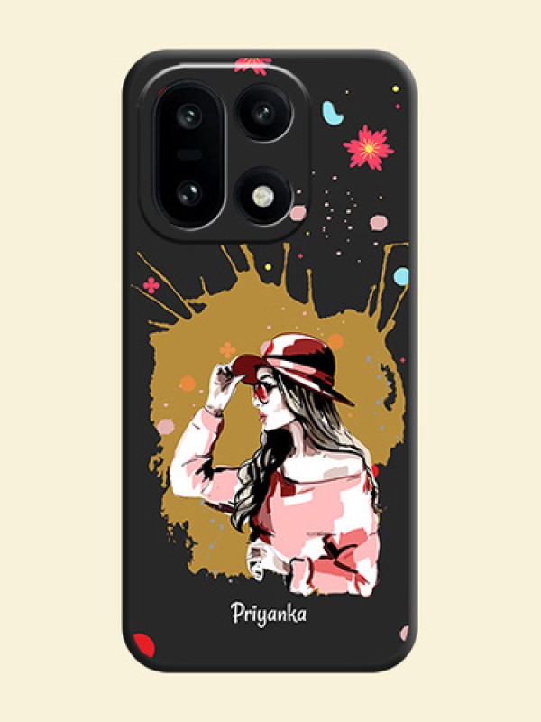 Mordern Lady With Color Splash Background With Custom Text On Space Black Custom Soft Matte Mobile Back Cover - OnePlus 15 5G