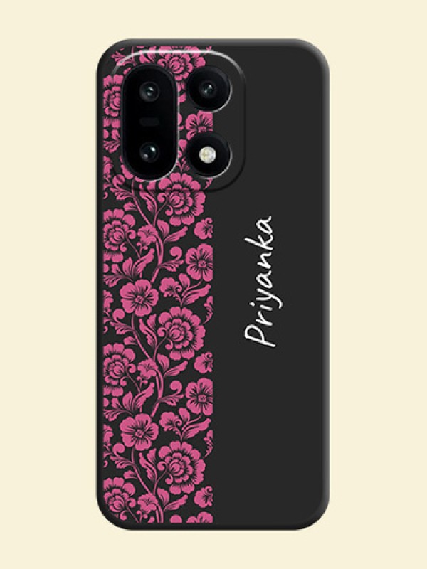 Pink Floral Pattern Design With Custom Text On Space Black Custom Soft Matte Mobile Back Cover - OnePlus 15 5G