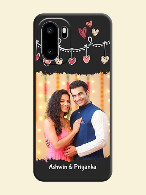 Pink Love Hangings with Name On Space Black Custom Soft Matte Mobile Back Cover - OnePlus 15R 5G