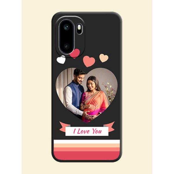 Love Shaped Photo with Colorful Stripes On Space Black Custom Soft Matte Mobile Back Cover - OnePlus 15R 5G Love Shaped Photo with Colorful Stripes On Space Black Custom Soft Matte Mobile Back Cover - OnePlus 15R 5G