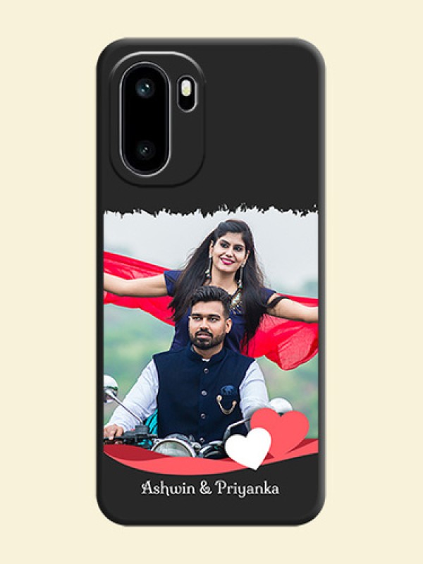 Pin Color Love Shaped Ribbon Design with Text On Space Black Custom Soft Matte Mobile Back Cover - OnePlus 15R 5G