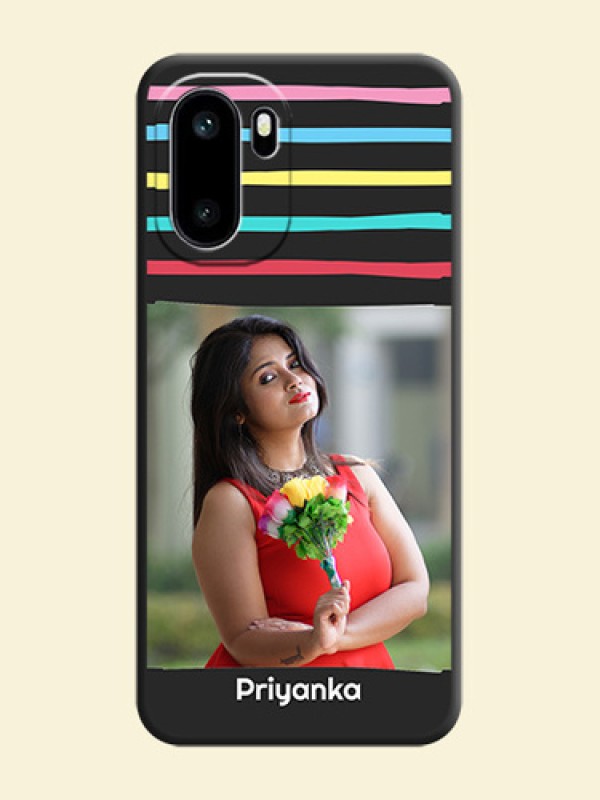 Multicolor Lines with Image On Space Black Custom Soft Matte Mobile Back Cover - OnePlus 15R 5G