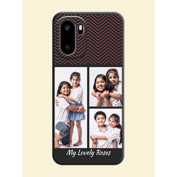 Wave Pattern with 3 Image Holder On Space Black Custom Soft Matte Mobile Back Cover - OnePlus 15R 5G Wave Pattern with 3 Image Holder On Space Black Custom Soft Matte Mobile Back Cover - OnePlus 15R 5G