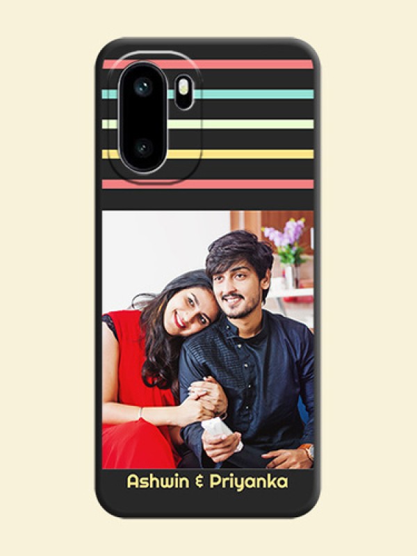 Color Stripes with Photo and Text on Photo On Space Black Custom Soft Matte Mobile Back Cover - OnePlus 15R 5G
