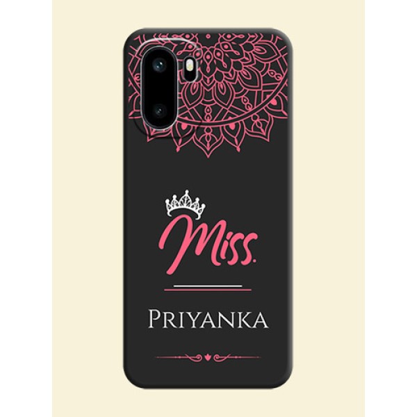 Mrs Name with Floral Design On Space Black Custom Soft Matte Mobile Back Cover - OnePlus 15R 5G Mrs Name with Floral Design On Space Black Custom Soft Matte Mobile Back Cover - OnePlus 15R 5G