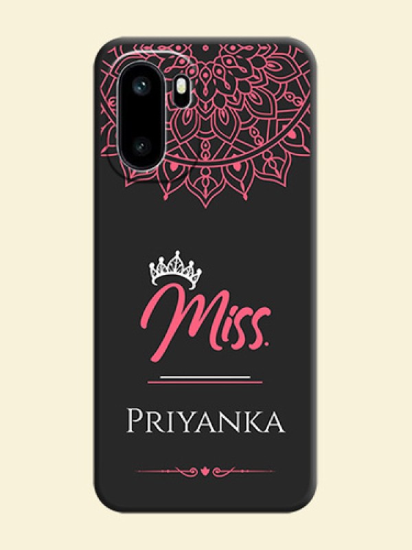 Mrs Name with Floral Design On Space Black Custom Soft Matte Mobile Back Cover - OnePlus 15R 5G