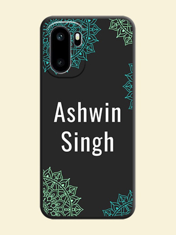 Your Name with Floral Design On Space Black Custom Soft Matte Mobile Back Cover - OnePlus 15R 5G