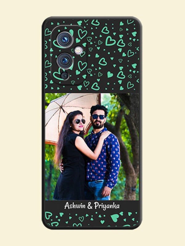 Sea Green Indefinite Love Pattern on Photo on Space Black Soft Matte Mobile Cover - Oneplus 9 5G