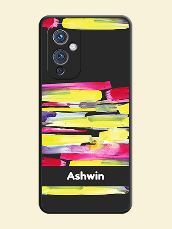 Brush Coloured on Space Black Personalized Soft Matte Phone Covers - Oneplus 9 5G