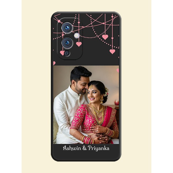 Pink Love Hangings with Text on Space Black Custom Soft Matte Back Cover - Oneplus 9 5G Pink Love Hangings with Text on Space Black Custom Soft Matte Back Cover - Oneplus 9 5G