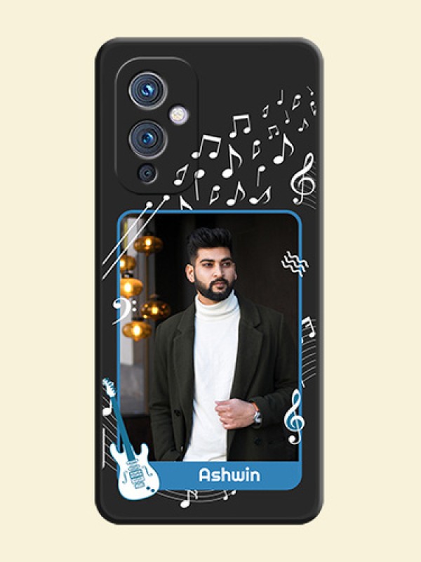 Musical Theme Design with Text on Photo on Space Black Soft Matte Mobile Case - Oneplus 9 5G