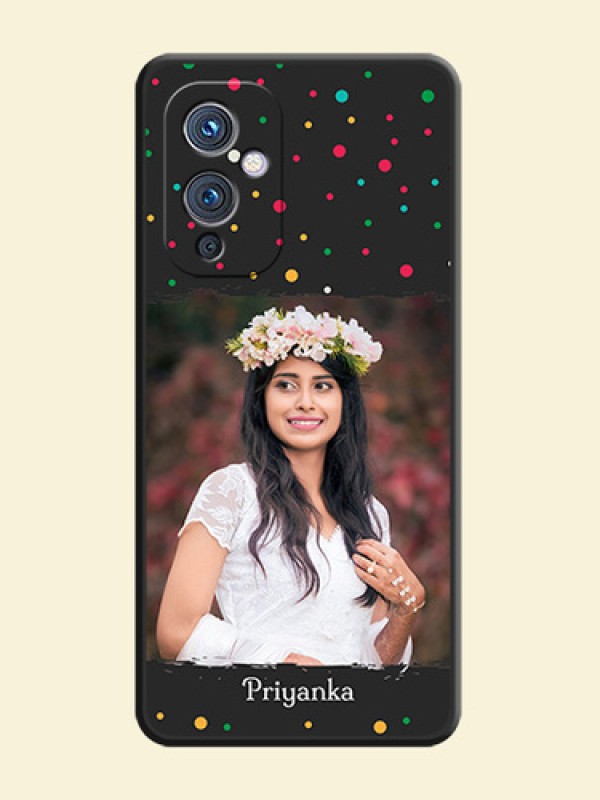 Multicolor Dotted Pattern with Text on Space Black Custom Soft Matte Phone Back Cover - Oneplus 9 5G