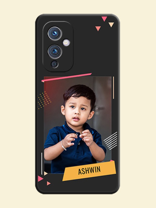 Photo Frame with Triangle Small Dots on Photo on Space Black Soft Matte Back Cover - Oneplus 9 5G