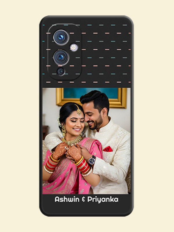 Line Pattern Design with Text on Space Black Custom Soft Matte Phone Back Cover - Oneplus 9 5G