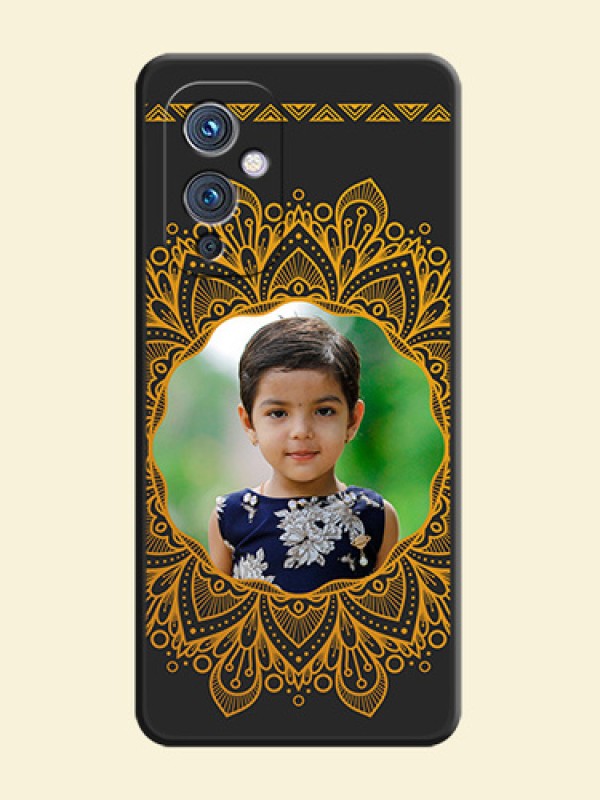Round Image with Floral Design on Photo on Space Black Soft Matte Mobile Cover - Oneplus 9 5G