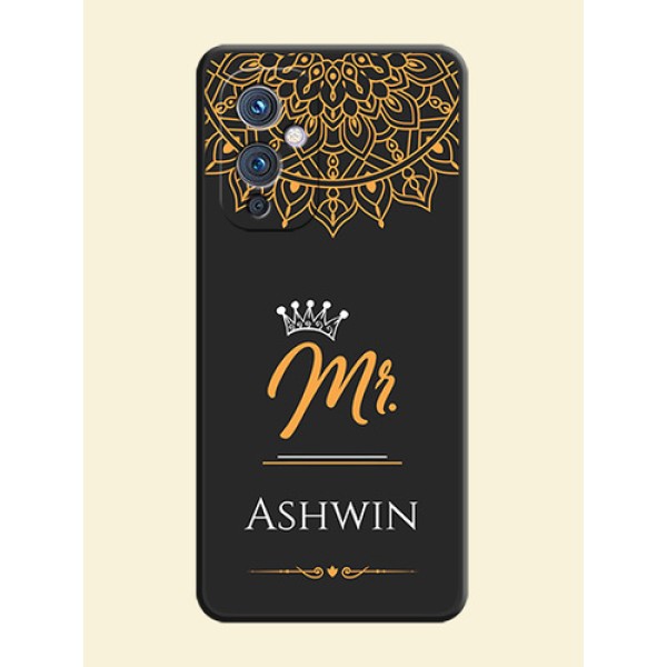 Mr Name with Floral Design on Personalised Space Black Soft Matte Cases - Oneplus 9 5G Mr Name with Floral Design on Personalised Space Black Soft Matte Cases - Oneplus 9 5G