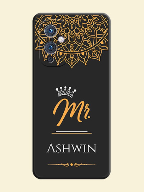 Mr Name with Floral Design  on Personalised Space Black Soft Matte Cases - Oneplus 9 5G