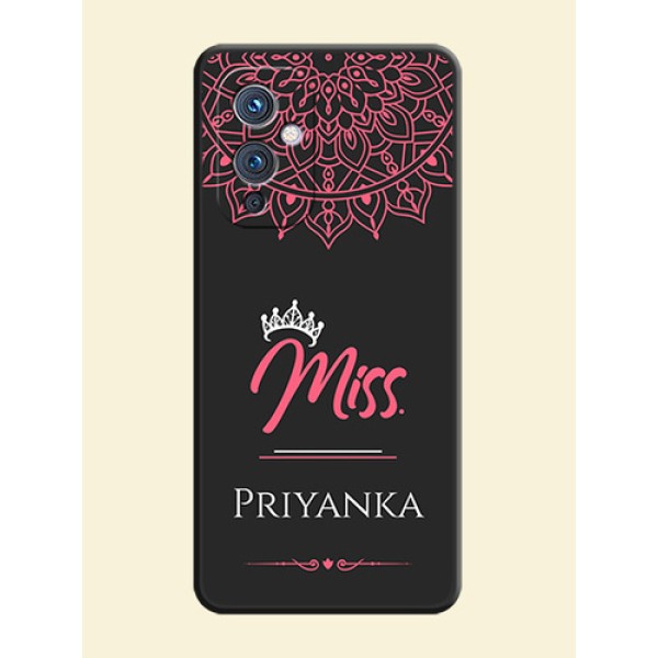 Mrs Name with Floral Design on Space Black Personalized Soft Matte Phone Covers - Oneplus 9 5G Mrs Name with Floral Design on Space Black Personalized Soft Matte Phone Covers - Oneplus 9 5G