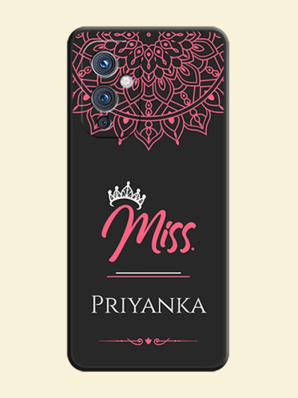 Mrs Name with Floral Design on Space Black Personalized Soft Matte Phone Covers - Oneplus 9 5G