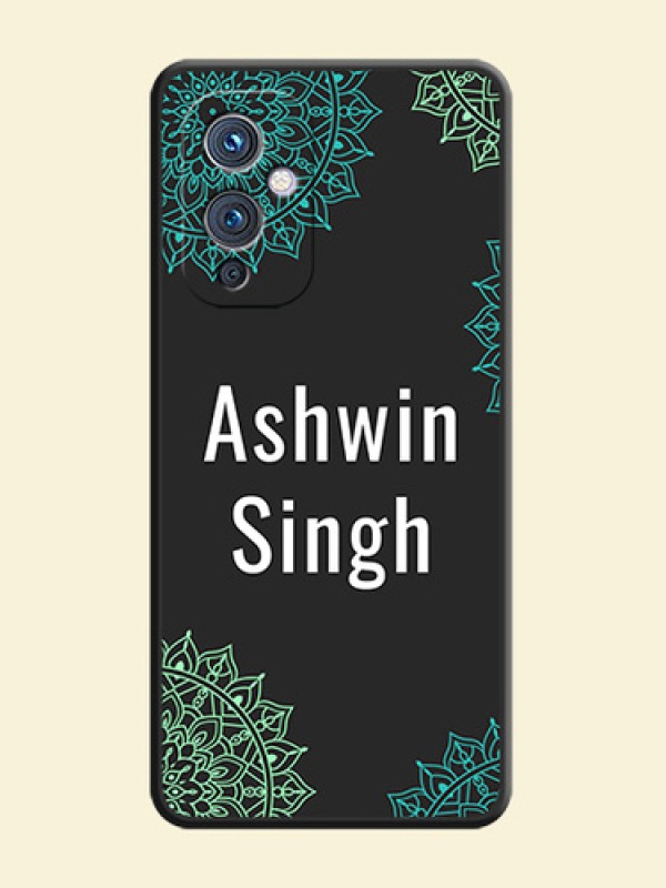 Your Name with Floral Design on Space Black Custom Soft Matte Back Cover - Oneplus 9 5G