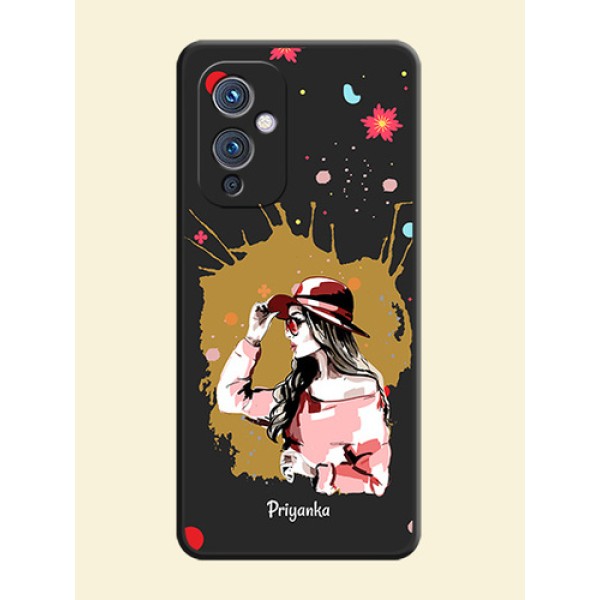 Mordern Lady With Color Splash Background With Custom Text On Space Black Personalized Soft Matte Phone Covers -Oneplus 9 5G