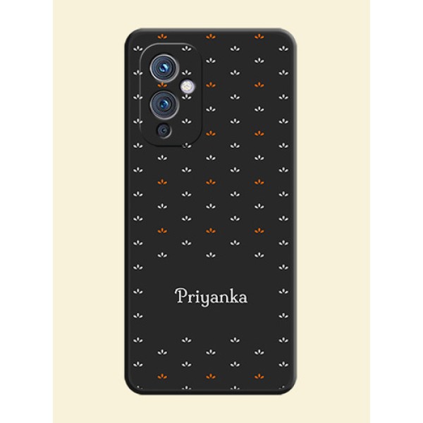 Simple Pattern With Custom Text On Space Black Personalized Soft Matte Phone Covers -Oneplus 9 5G Simple Pattern With Custom Text On Space Black Personalized Soft Matte Phone Covers -Oneplus 9 5G