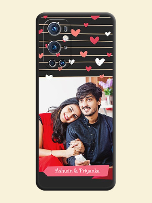 Love Pattern with Name on Pink Ribbon  on Photo on Space Black Soft Matte Back Cover - Oneplus 9 Pro 5G
