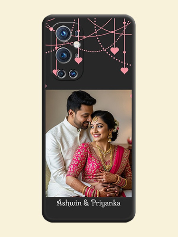 Pink Love Hangings with Text on Space Black Custom Soft Matte Back Cover - Oneplus 9 Pro 5G