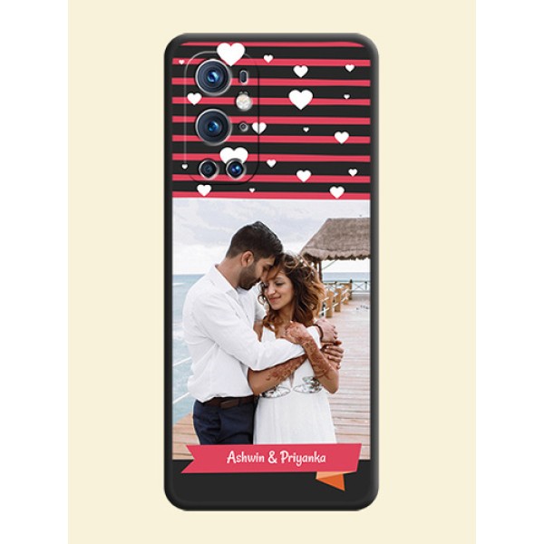White Color Love Symbols with Pink Lines Pattern on Space Black Custom Soft Matte Phone Cases - Oneplus 9 Pro 5G White Color Love Symbols with Pink Lines Pattern on Space Black Custom Soft Matte Phone Cases - Oneplus 9 Pro 5G
