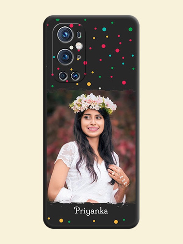 Multicolor Dotted Pattern with Text on Space Black Custom Soft Matte Phone Back Cover - Oneplus 9 Pro 5G