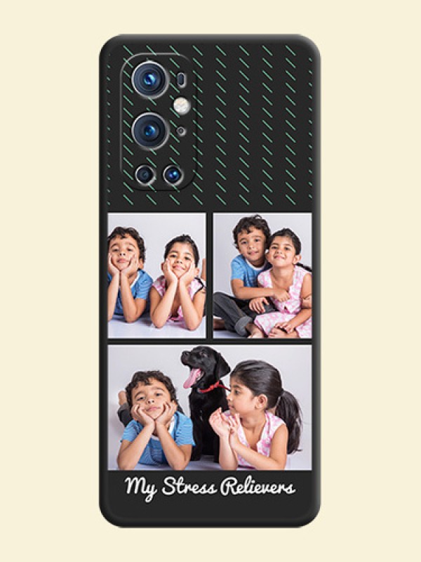 Cross Dotted Pattern with 2 Image Holder  on Personalised Space Black Soft Matte Cases - Oneplus 9 Pro 5G