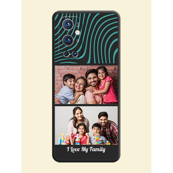 Wave Pattern with 2 Image Holder on Space Black Personalized Soft Matte Phone Covers - Oneplus 9 Pro 5G Wave Pattern with 2 Image Holder on Space Black Personalized Soft Matte Phone Covers - Oneplus 9 Pro 5G