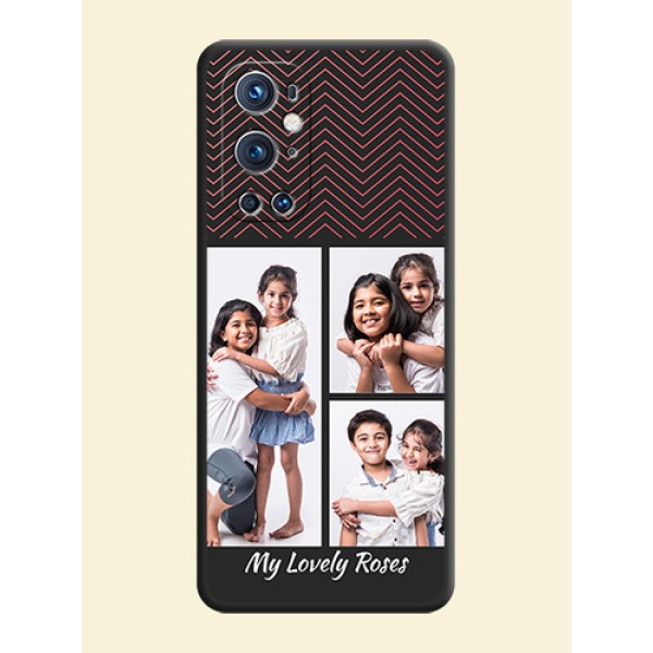 Wave Pattern with 3 Image Holder on Space Black Custom Soft Matte Back Cover - Oneplus 9 Pro 5G Wave Pattern with 3 Image Holder on Space Black Custom Soft Matte Back Cover - Oneplus 9 Pro 5G