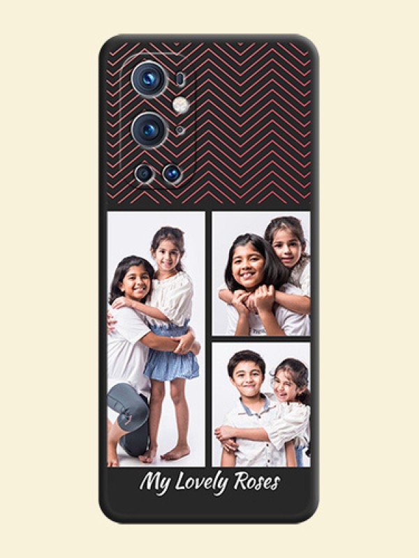 Wave Pattern with 3 Image Holder on Space Black Custom Soft Matte Back Cover - Oneplus 9 Pro 5G