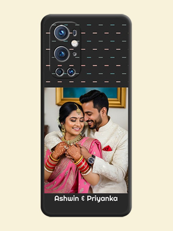 Line Pattern Design with Text on Space Black Custom Soft Matte Phone Back Cover - Oneplus 9 Pro 5G