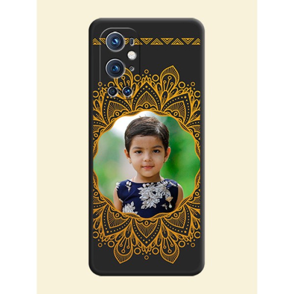 Round Image with Floral Design on Photo on Space Black Soft Matte Mobile Cover - Oneplus 9 Pro 5G Round Image with Floral Design on Photo on Space Black Soft Matte Mobile Cover - Oneplus 9 Pro 5G
